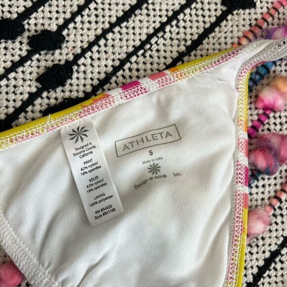Athleta Pink Yellow Orange Chevron Triangle Bikini Top Sz S See Details - Picture 2 of 8